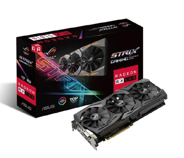 ASUS Radeon ROG Strix Radeon RX 580 TOP edition, 8GB GDDR5, DVI/HDMI/DP ROG-STRIX-RX580-T8G-GAMING - 365588 - zdjęcie